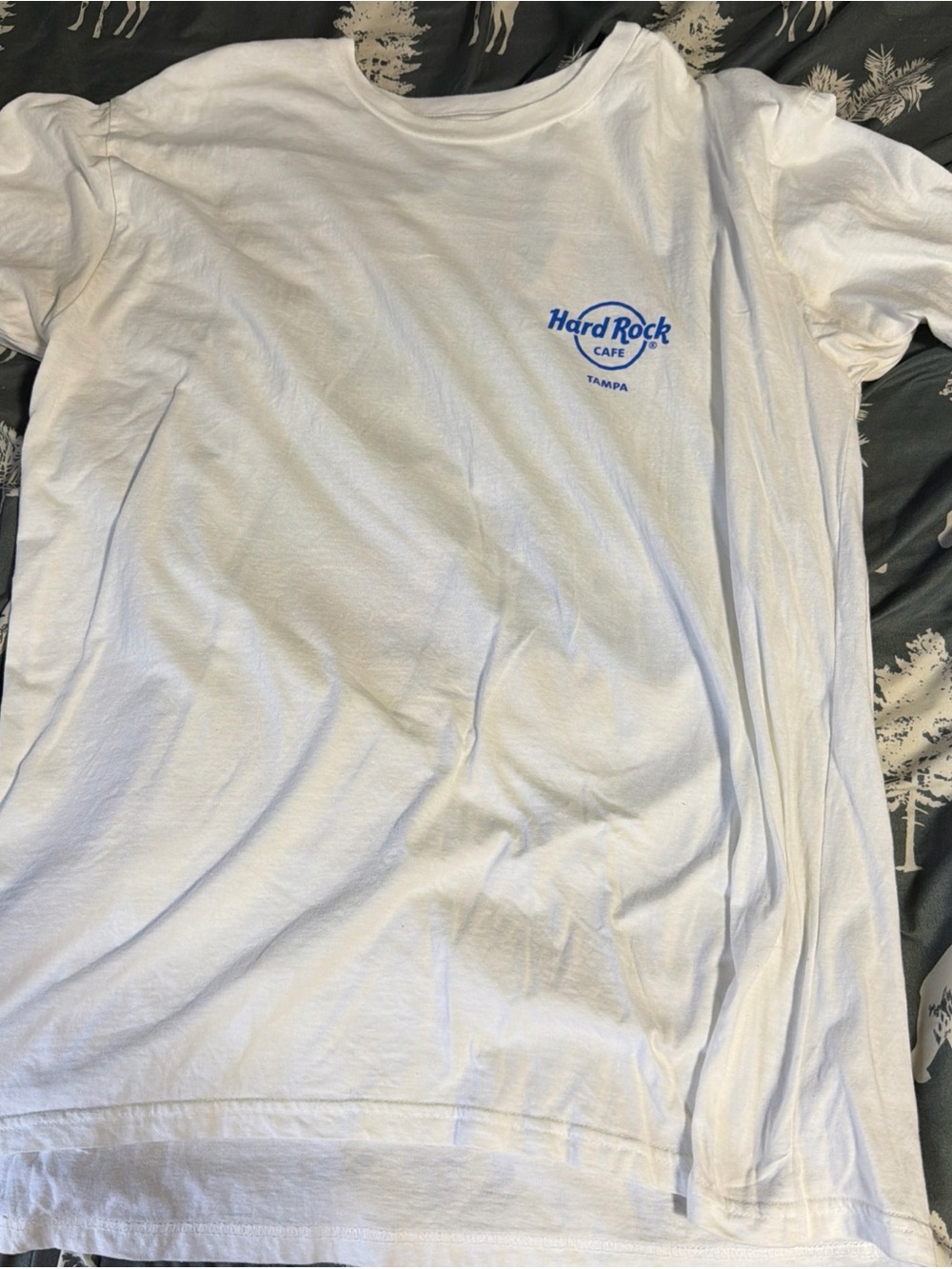 Hard Rock Cafe White Tee with Small Blue Logo